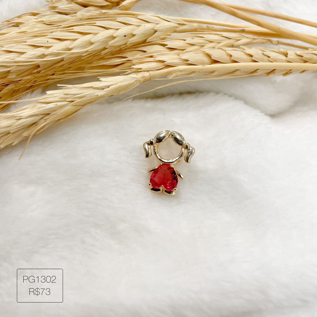 Pingente De Menina Ruby Dourado